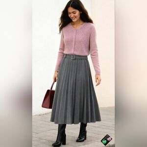 NEWOT🎀ALLISON DALEY Pink Pointelle Knit with  Buttons Closure Cardigan sz: L